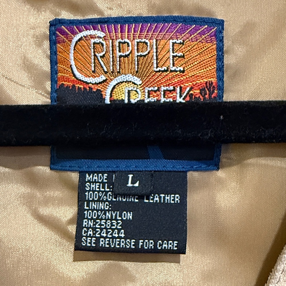 💜Cripple Creek Men's Tan Leather Suede Vest Western Cowboy Sleek Comfort Stylish - Picture 2 of 11